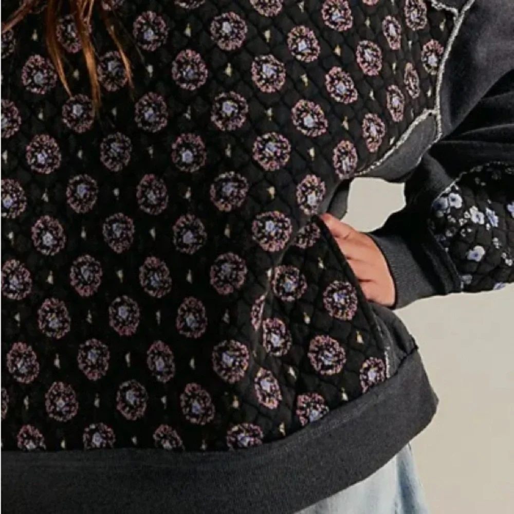 Free People Get Ditsy Hoodie-Charcoal-We The Free - Picture 4 of 8